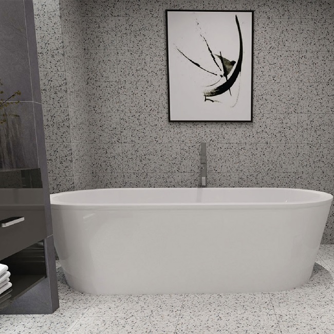 Gạch terrazzo 300x600 tone trắng ốp tường phòng tắm đẹp